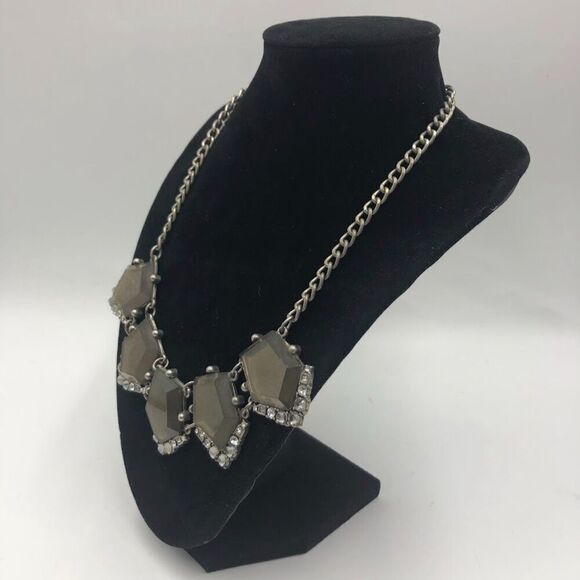 Vintage Loft by Ann Taylor Women's Statement Necklace Geometric Shape Rhinestone - Picture 3 of 10